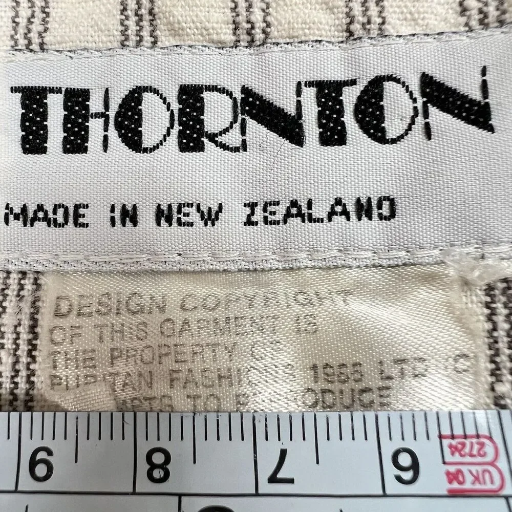 THORNTON HALL Dress VTG 70s New Zealand Button Down Sleeveless Stripe Rare Sz 10